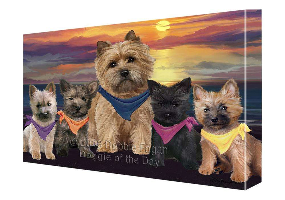 Family Sunset Portrait Cairn Terriers Dog Canvas Print Wall Art Décor CVS68434