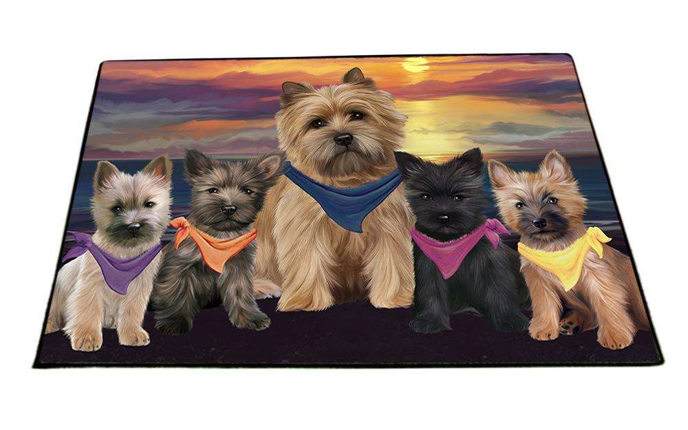Family Sunset Portrait Cairn Terriers Dog Floormat FLMS50460