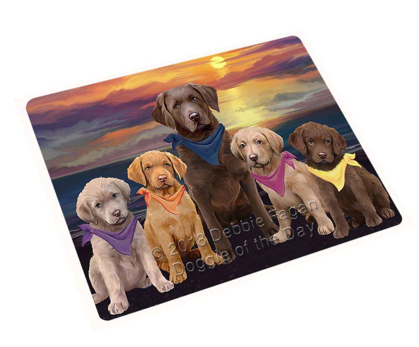 Family Sunset Portrait Chesapeake Bay Retrievers Dog Blanket BLNKT68313