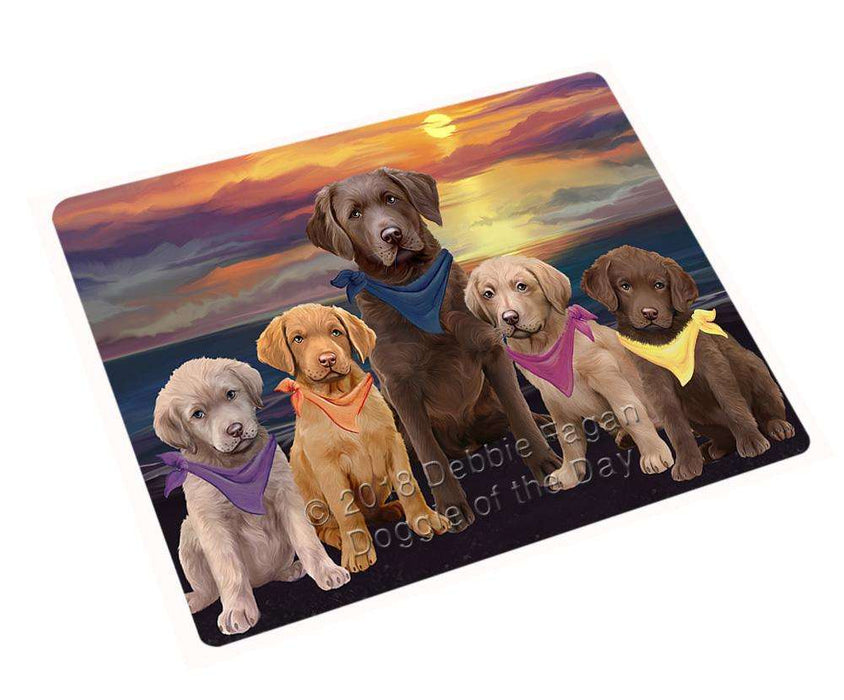 Family Sunset Portrait Chesapeake Bay Retrievers Dog Cutting Board C54768