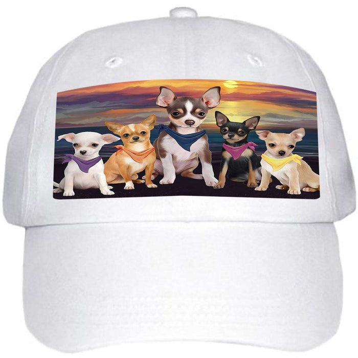 Family Sunset Portrait Chihuahuas Dog Ball Hat Cap HAT54480