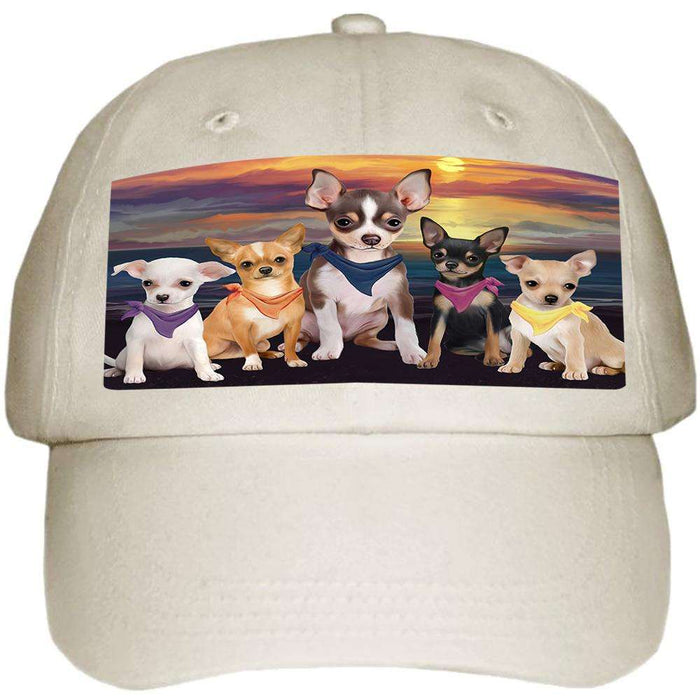 Family Sunset Portrait Chihuahuas Dog Ball Hat Cap HAT54480