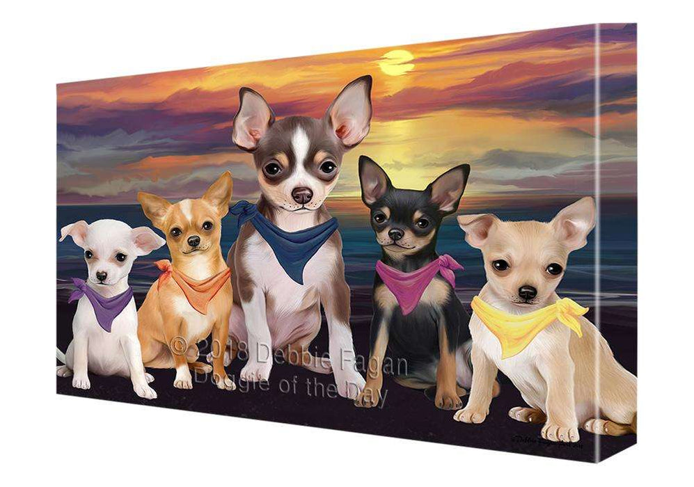 Family Sunset Portrait Chihuahuas Dog Canvas Print Wall Art Décor CVS68461