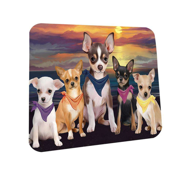 Family Sunset Portrait Chihuahuas Dog Coasters Set of 4 CST50202