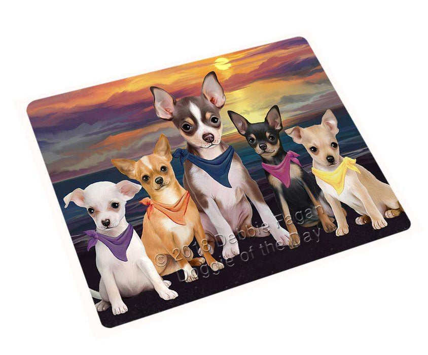 Family Sunset Portrait Chihuahuas Dog Cutting Board C54771