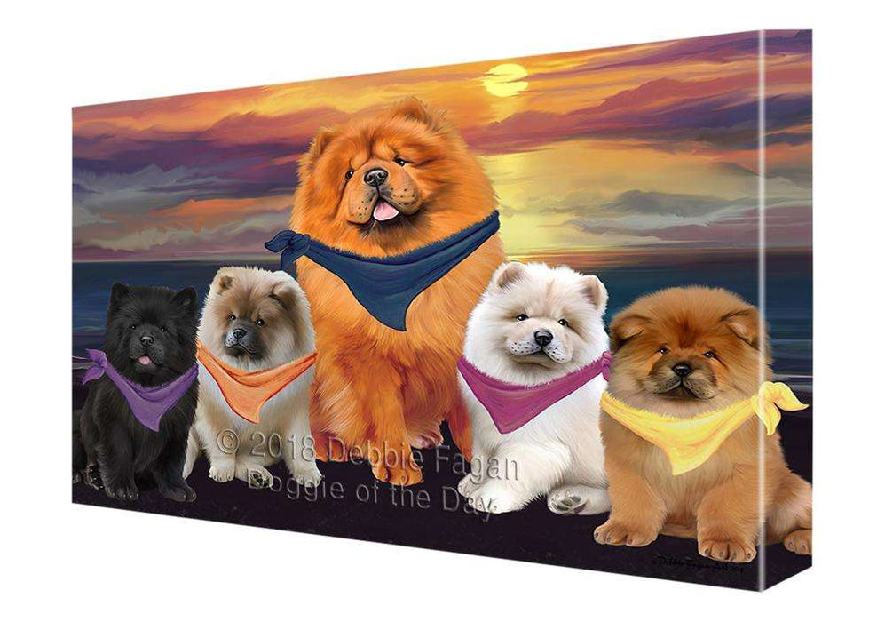 Family Sunset Portrait Chow Chows Dog Canvas Print Wall Art Décor CVS68470