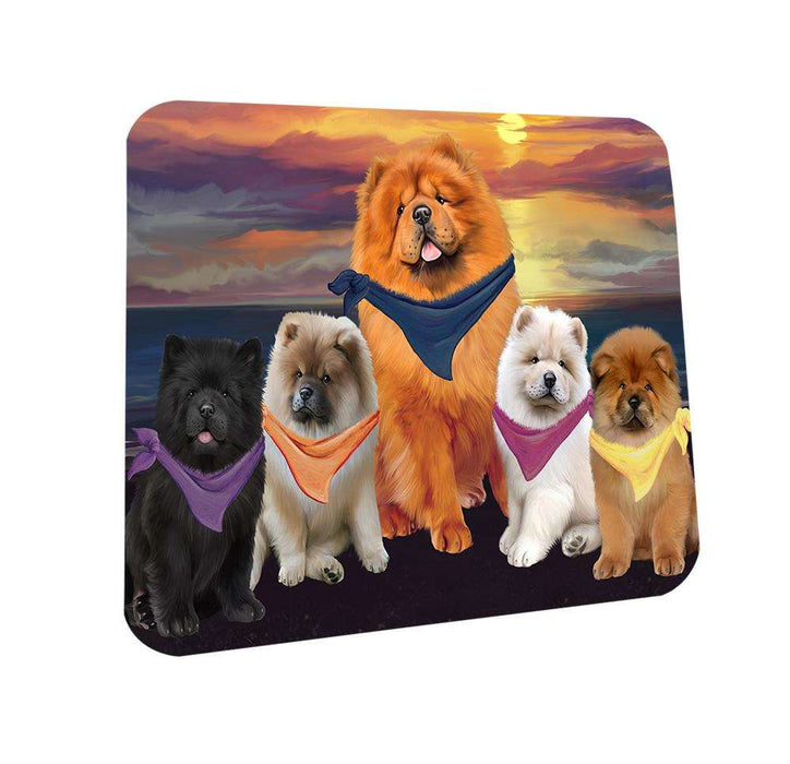 Family Sunset Portrait Chow Chows Dog Coasters Set of 4 CST50203