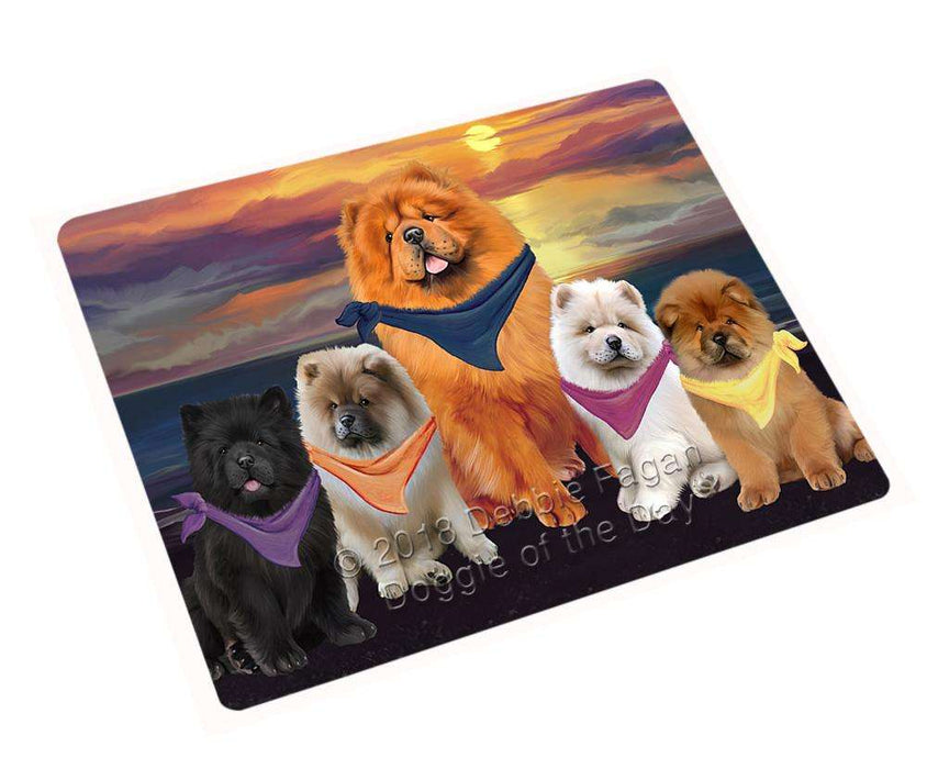 Family Sunset Portrait Chow Chows Dog Cutting Board C54774