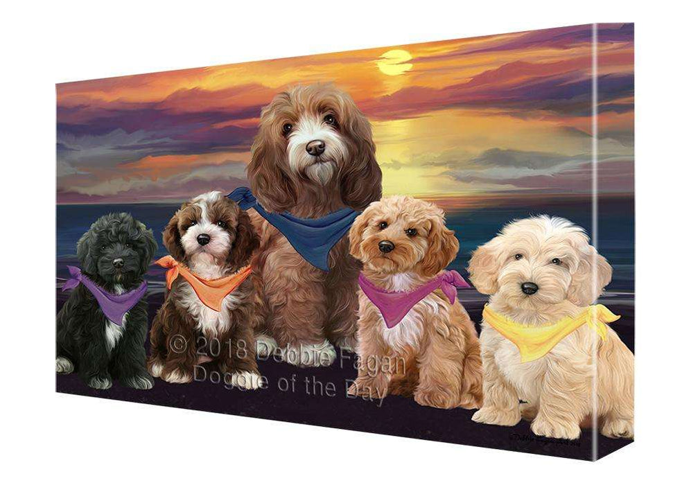 Family Sunset Portrait Cockapoos Dog Canvas Print Wall Art Décor CVS89144