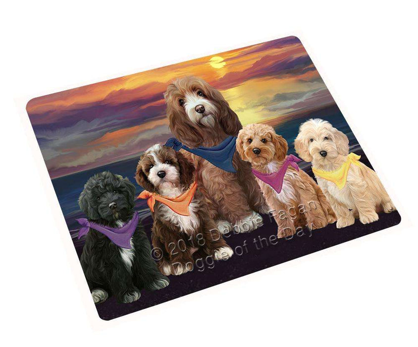 Family Sunset Portrait Cockapoos Dog Cutting Board C61542
