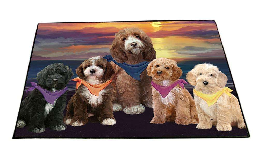 Family Sunset Portrait Cockapoos Dog Floormat FLMS51738