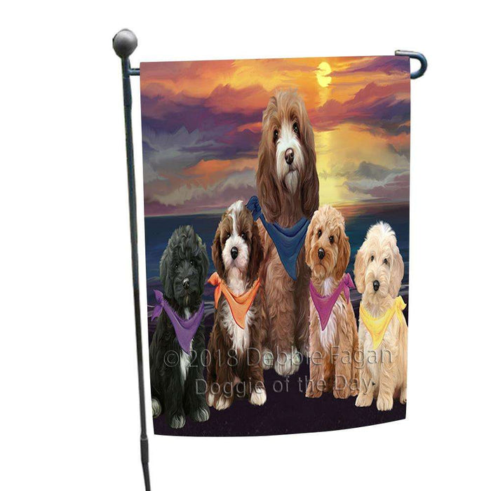 Family Sunset Portrait Cockapoos Dog Garden Flag GFLG52428