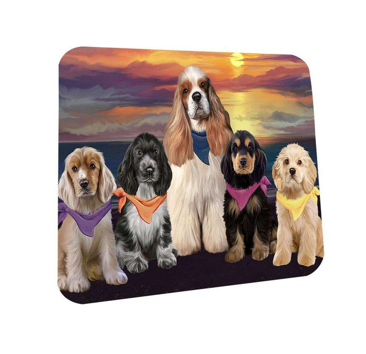 Family Sunset Portrait Cocker Spaniels Dog Coasters Set of 4 CST52443