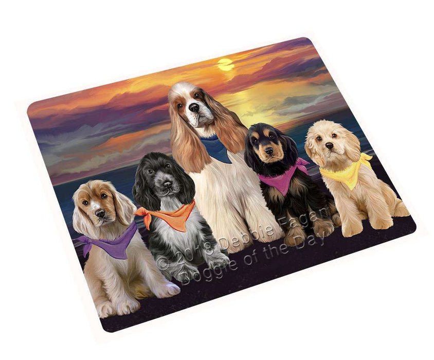 Family Sunset Portrait Cocker Spaniels Dog Magnet Mini (3.5" x 2") MAG61545