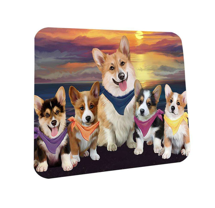 Family Sunset Portrait Corgis Dog Coasters Set of 4 CST50204