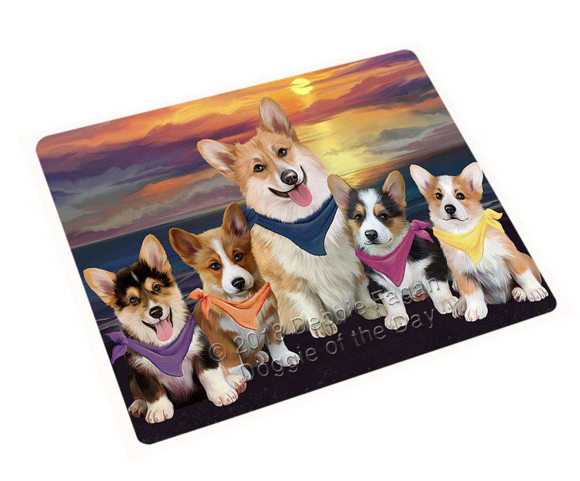 Family Sunset Portrait Corgis Dog Cutting Board C54777