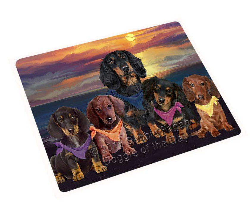 Family Sunset Portrait Dachshunds Dog Cutting Board C54780