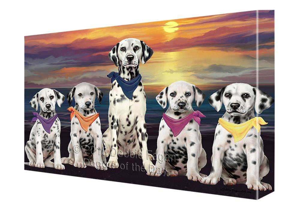 Family Sunset Portrait Dalmatians Dog Canvas Print Wall Art Décor CVS68497