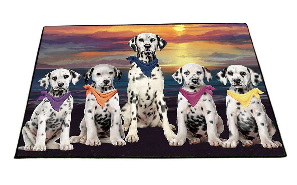 Family Sunset Portrait Dalmatians Dog Floormat FLMS50481