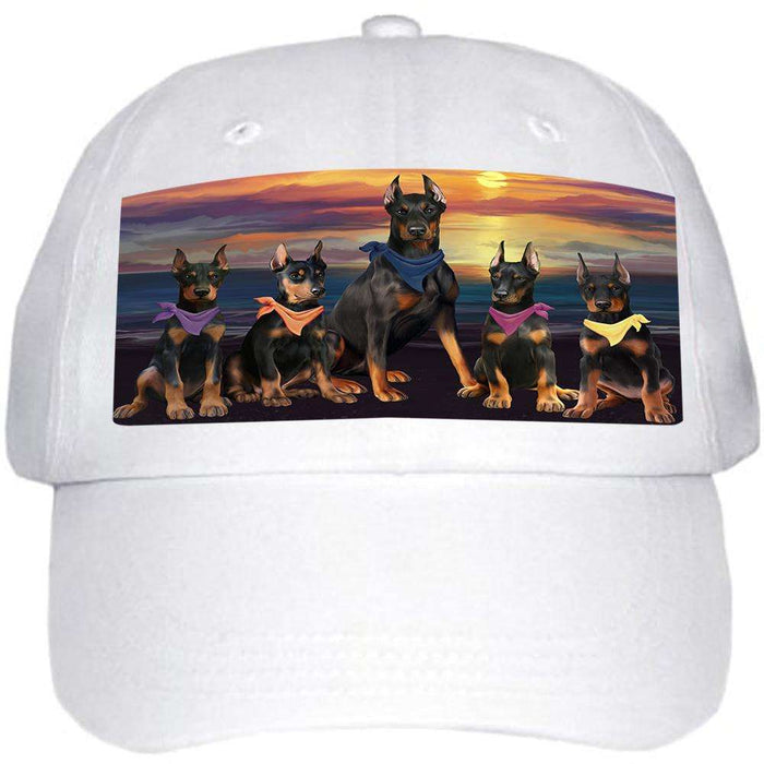 Family Sunset Portrait Doberman Pinschers Dog Ball Hat Cap HAT54495
