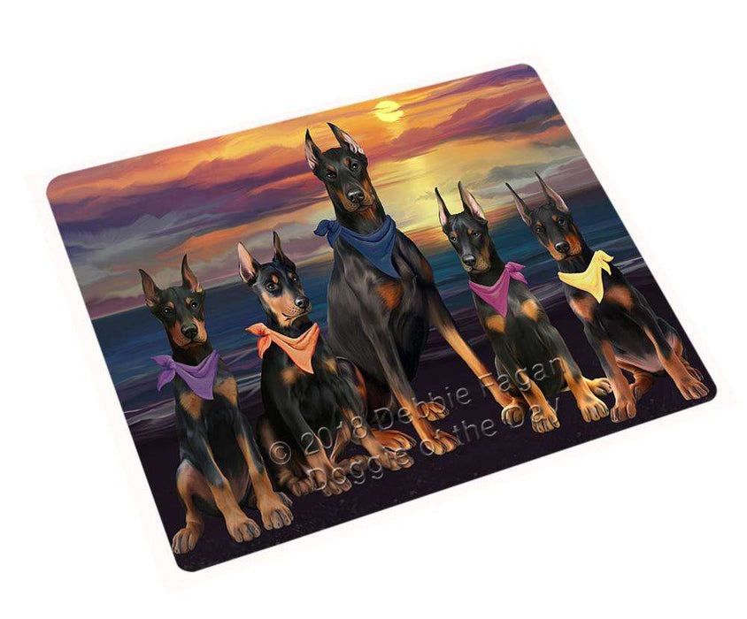 Family Sunset Portrait Doberman Pinschers Dog Cutting Board C54786