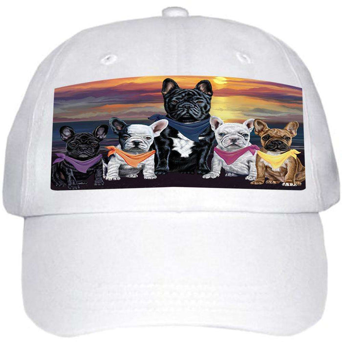 Family Sunset Portrait French Bulldogs Ball Hat Cap HAT54498