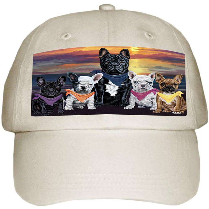 Family Sunset Portrait French Bulldogs Ball Hat Cap HAT54498