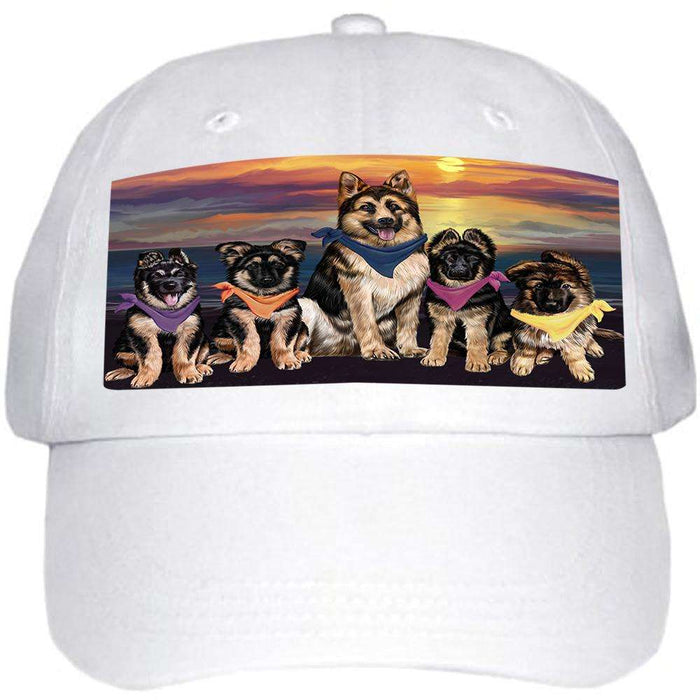 Family Sunset Portrait German Shepherds Dog Ball Hat Cap HAT54501