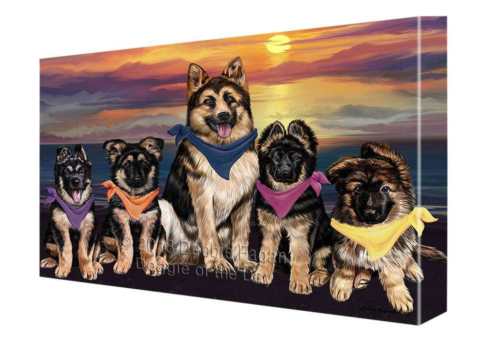 Family Sunset Portrait German Shepherds Dog Canvas Print Wall Art Décor CVS68524
