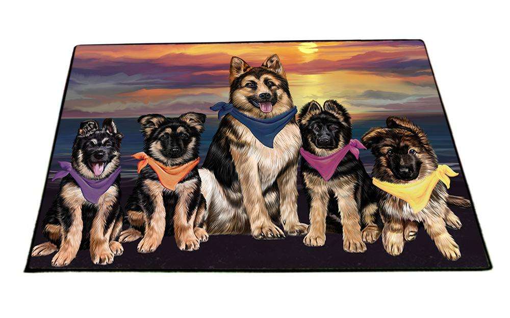 Family Sunset Portrait German Shepherds Dog Floormat FLMS50490