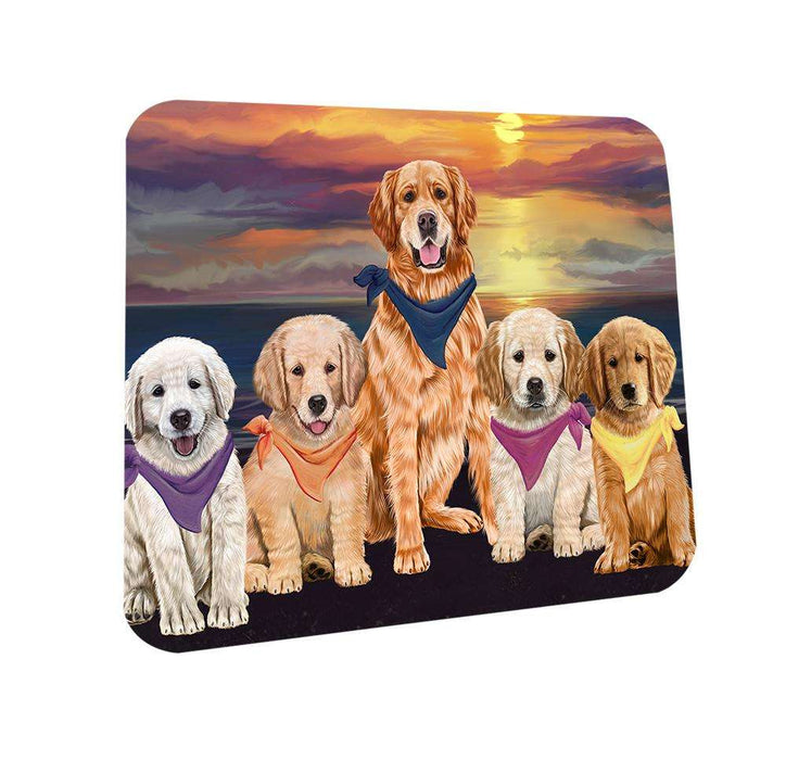 Family Sunset Portrait Golden Retrievers Dog Coasters Set of 4 CST50210