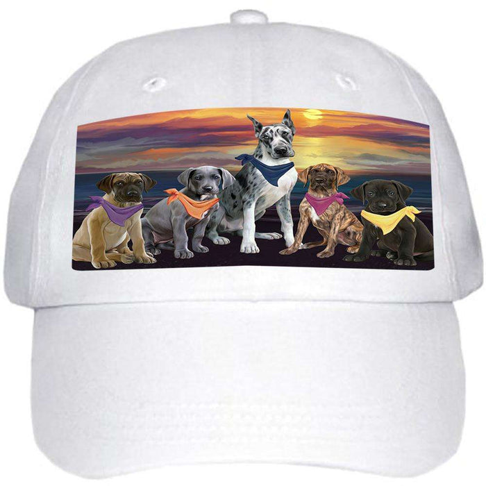 Family Sunset Portrait Great Danes Dog Ball Hat Cap HAT54507