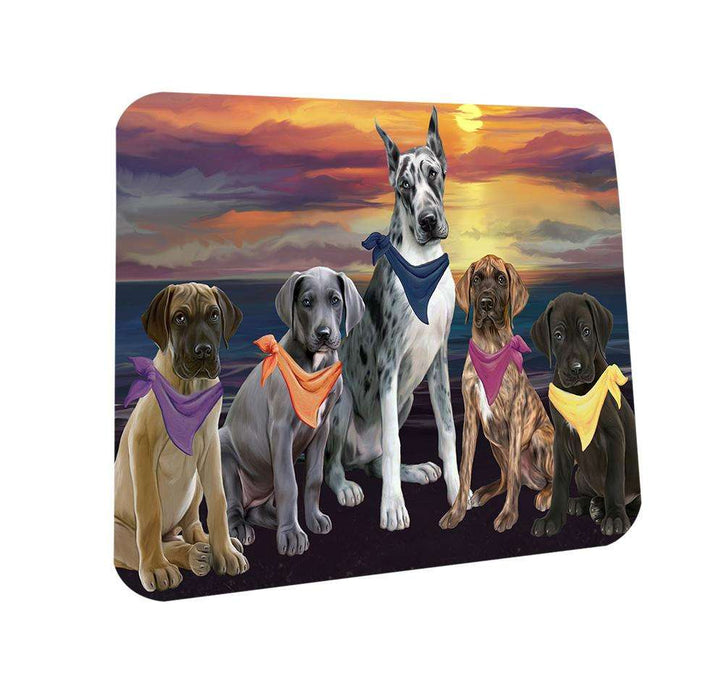 Family Sunset Portrait Great Danes Dog Coasters Set of 4 CST50211
