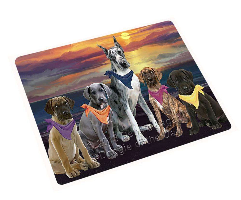 Family Sunset Portrait Great Danes Dog Cutting Board C54798