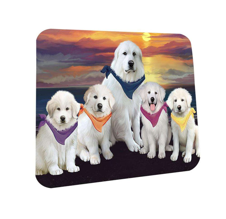 Family Sunset Portrait Great Pyrenees Dog Coasters Set of 4 CST52445