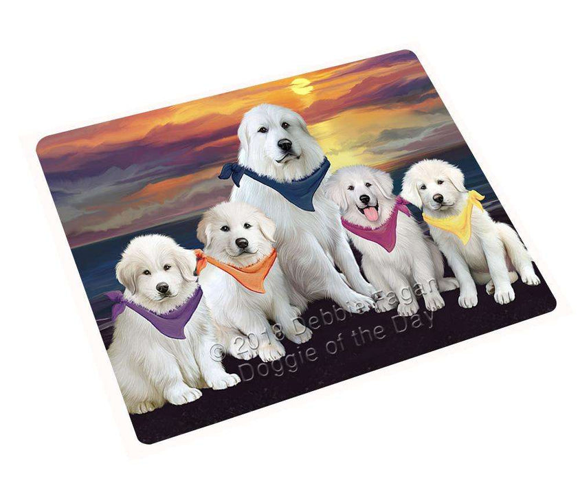 Family Sunset Portrait Great Pyrenees Dog Cutting Board C61551