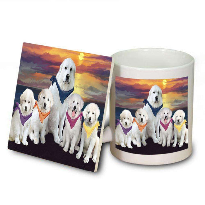 Family Sunset Portrait Great Pyrenees Dog Mug and Coaster Set MUC52478