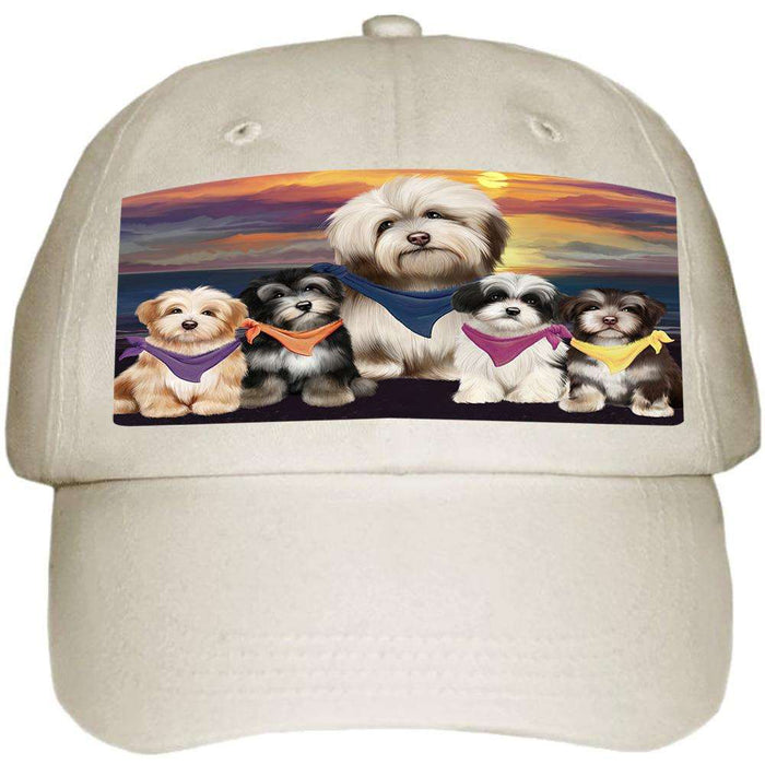 Family Sunset Portrait Havaneses Dog Ball Hat Cap HAT54510