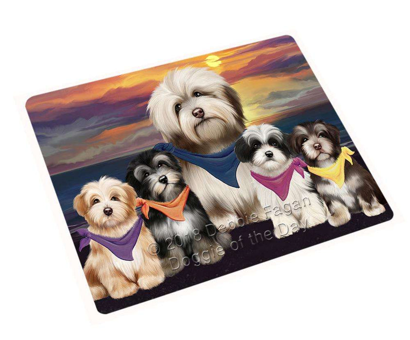 Family Sunset Portrait Havaneses Dog Cutting Board C54801