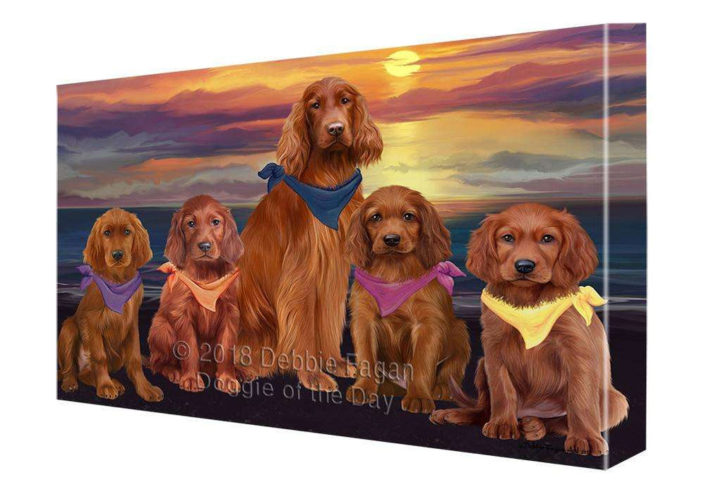 Family Sunset Portrait Irish Setters Dog Canvas Print Wall Art Décor CVS89189