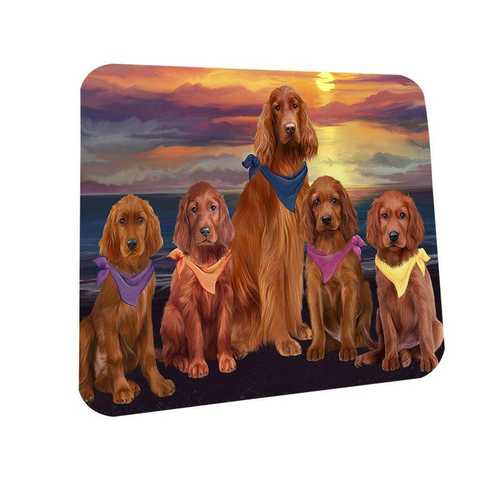 Family Sunset Portrait Irish Setters Dog Coasters Set of 4 CST52447