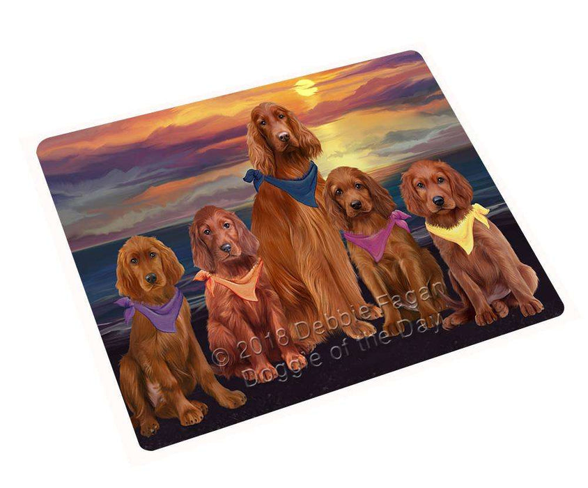 Family Sunset Portrait Irish Setters Dog Cutting Board C61557
