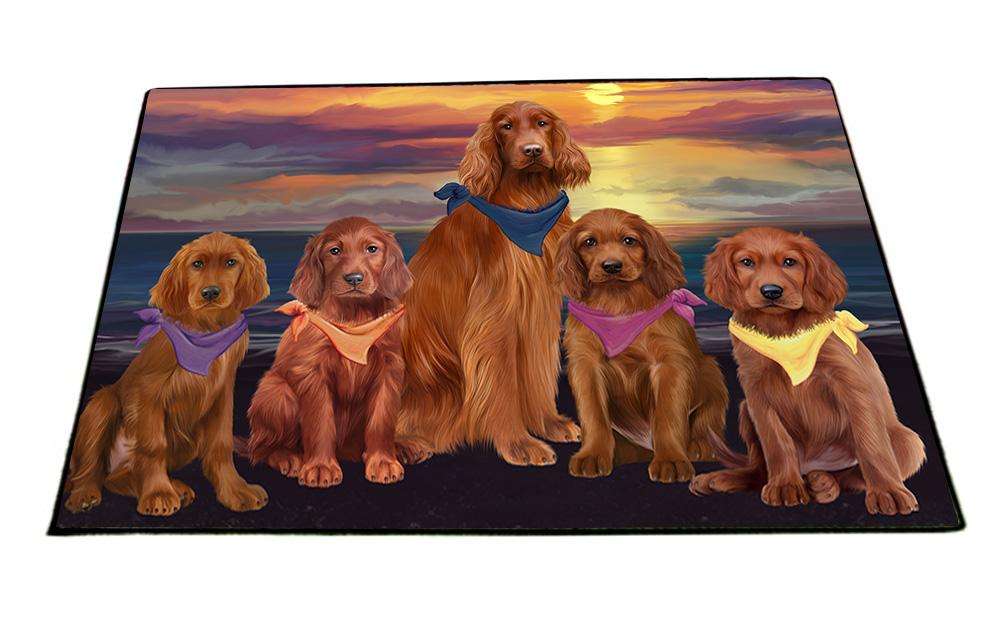 Family Sunset Portrait Irish Setters Dog Floormat FLMS51753