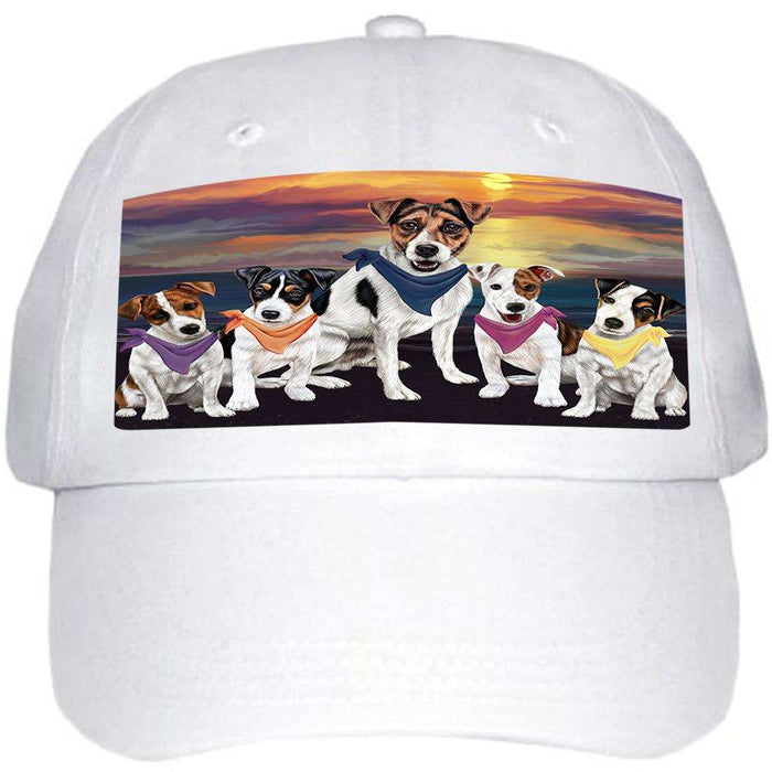 Family Sunset Portrait Jack Russell Terriers Dog Ball Hat Cap HAT54513