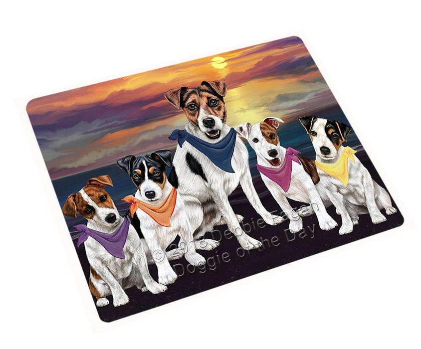 Family Sunset Portrait Jack Russell Terriers Dog Blanket BLNKT68421