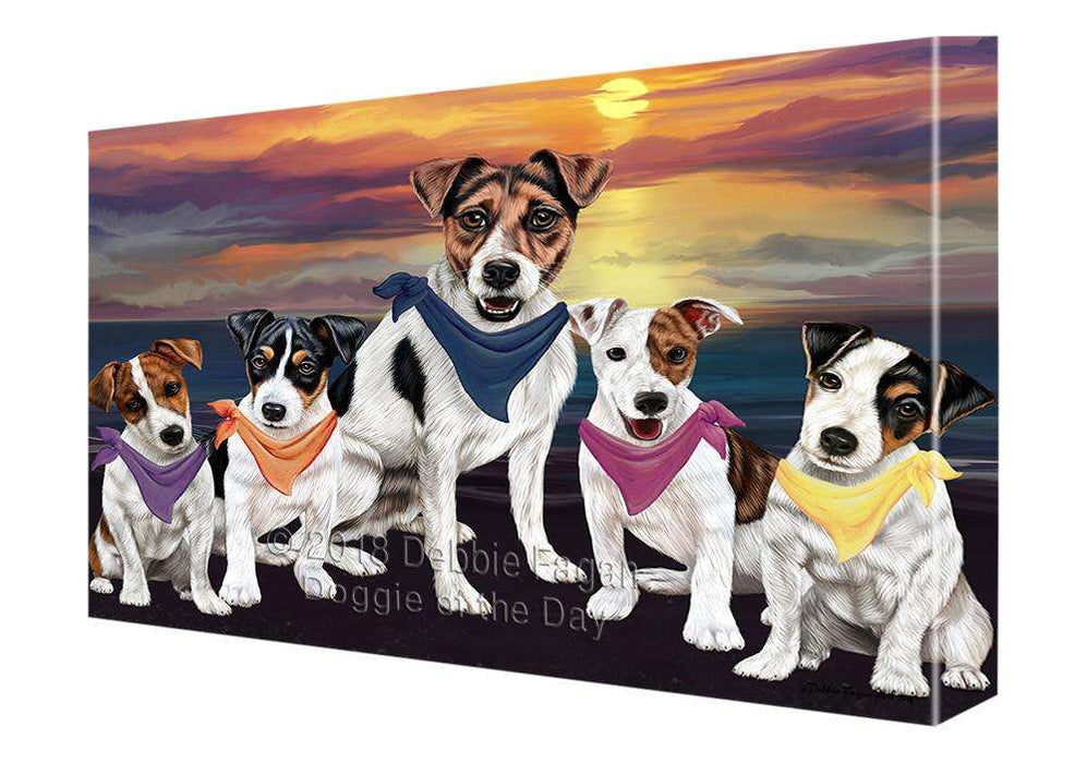 Family Sunset Portrait Jack Russell Terriers Dog Canvas Print Wall Art Décor CVS68560