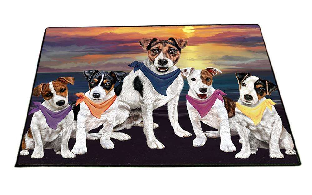 Family Sunset Portrait Jack Russell Terriers Dog Floormat FLMS50502
