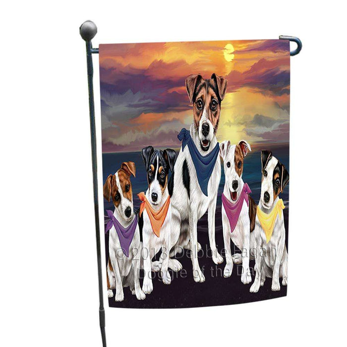 Family Sunset Portrait Jack Russell Terriers Dog Garden Flag GFLG50141