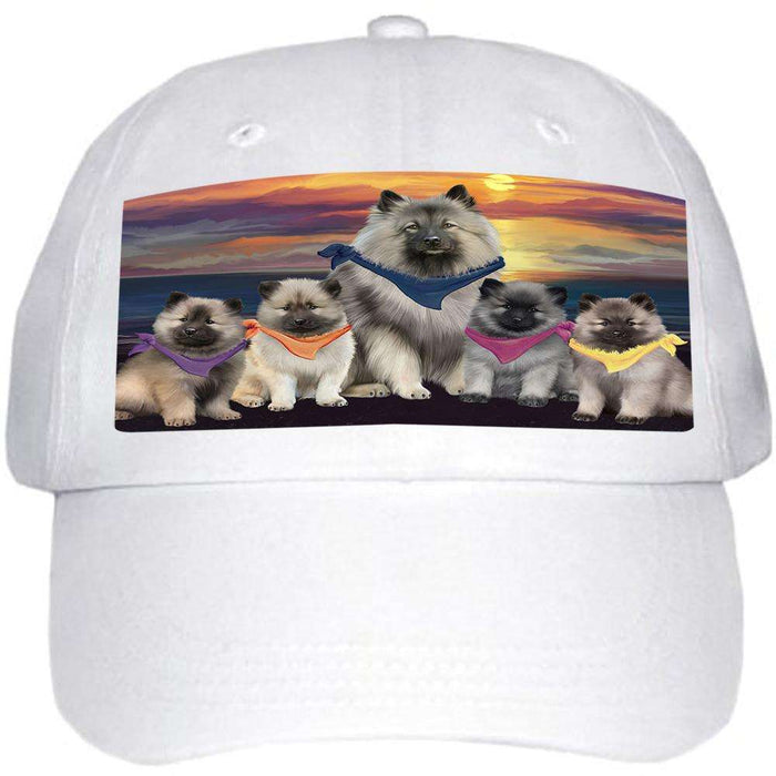 Family Sunset Portrait Keeshonds Dog Ball Hat Cap HAT61200