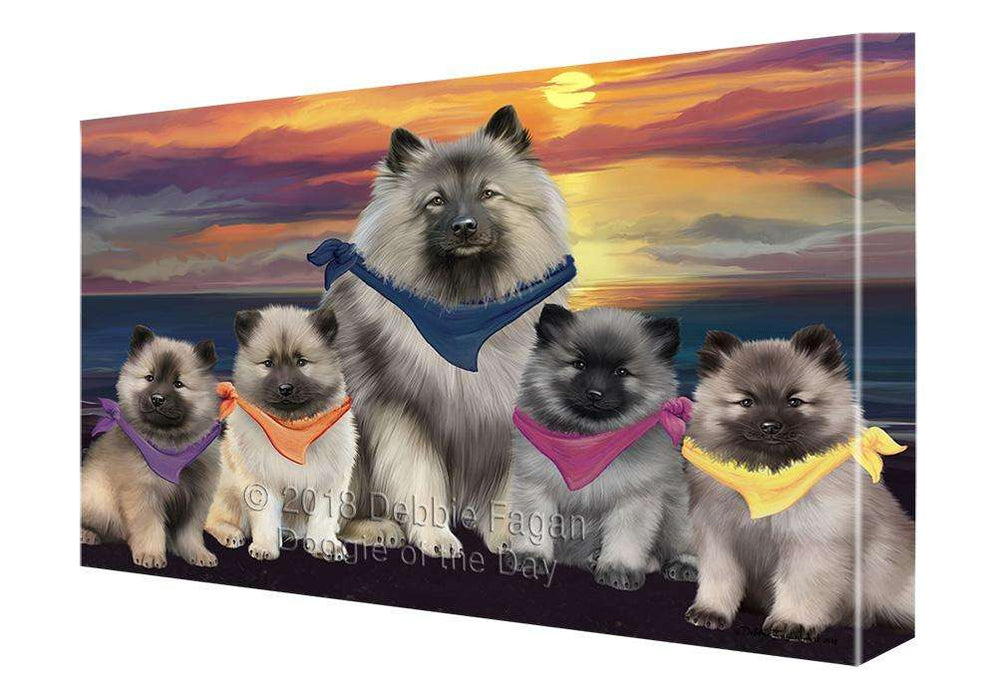 Family Sunset Portrait Keeshonds Dog Canvas Print Wall Art Décor CVS89198